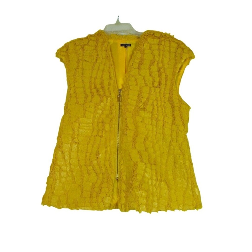 600 West Women's Mustard Yellow Plush Vest Zip Closure‎ Size Medium